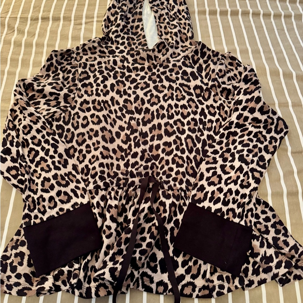 kate spade Leopard Print Pullover in Black and Taupe
